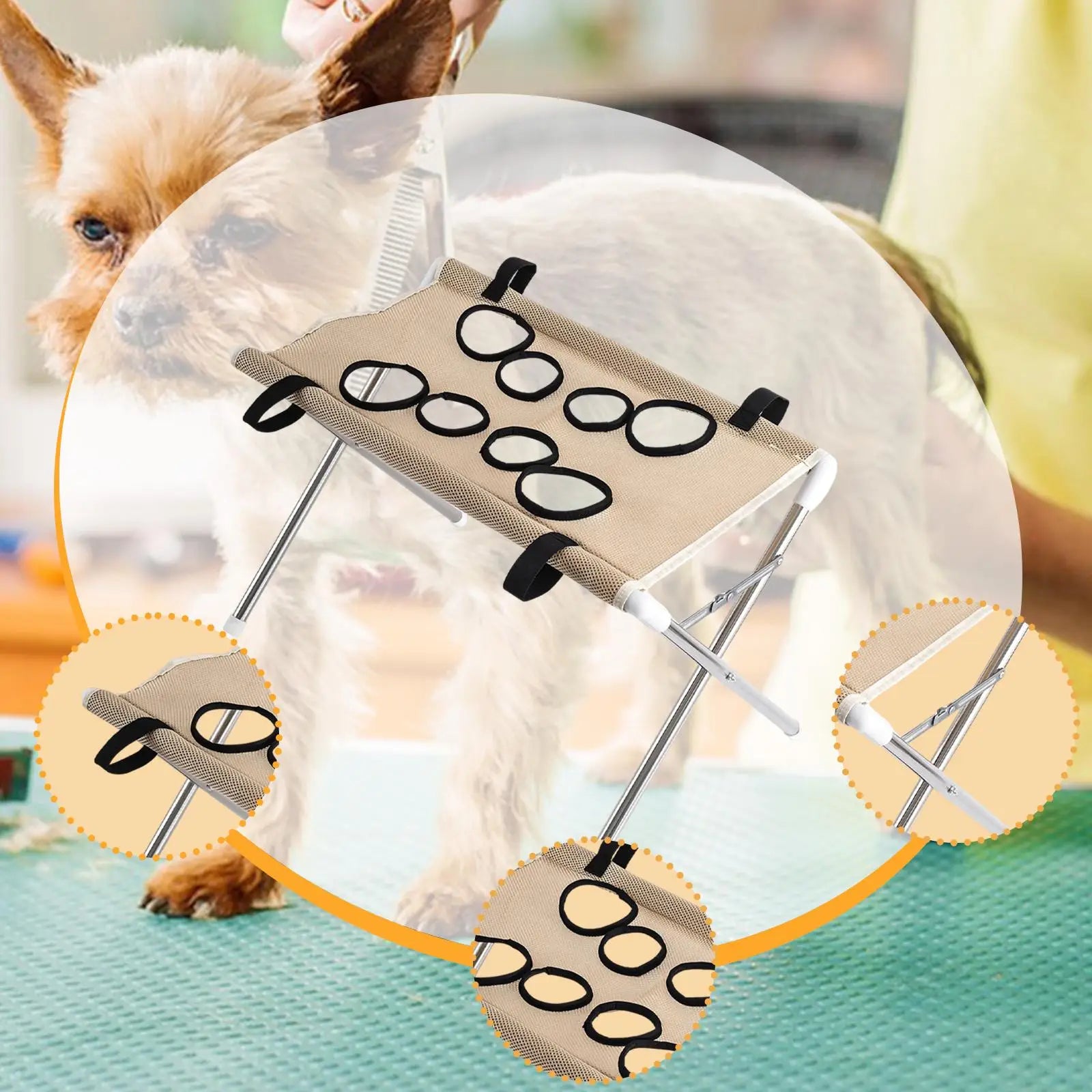 Pet Grooming Hammock Foldable Dog Grooming Table Hammock Helper Hanging Harness Cat Bathing Bed Frame for Picking Ears Home