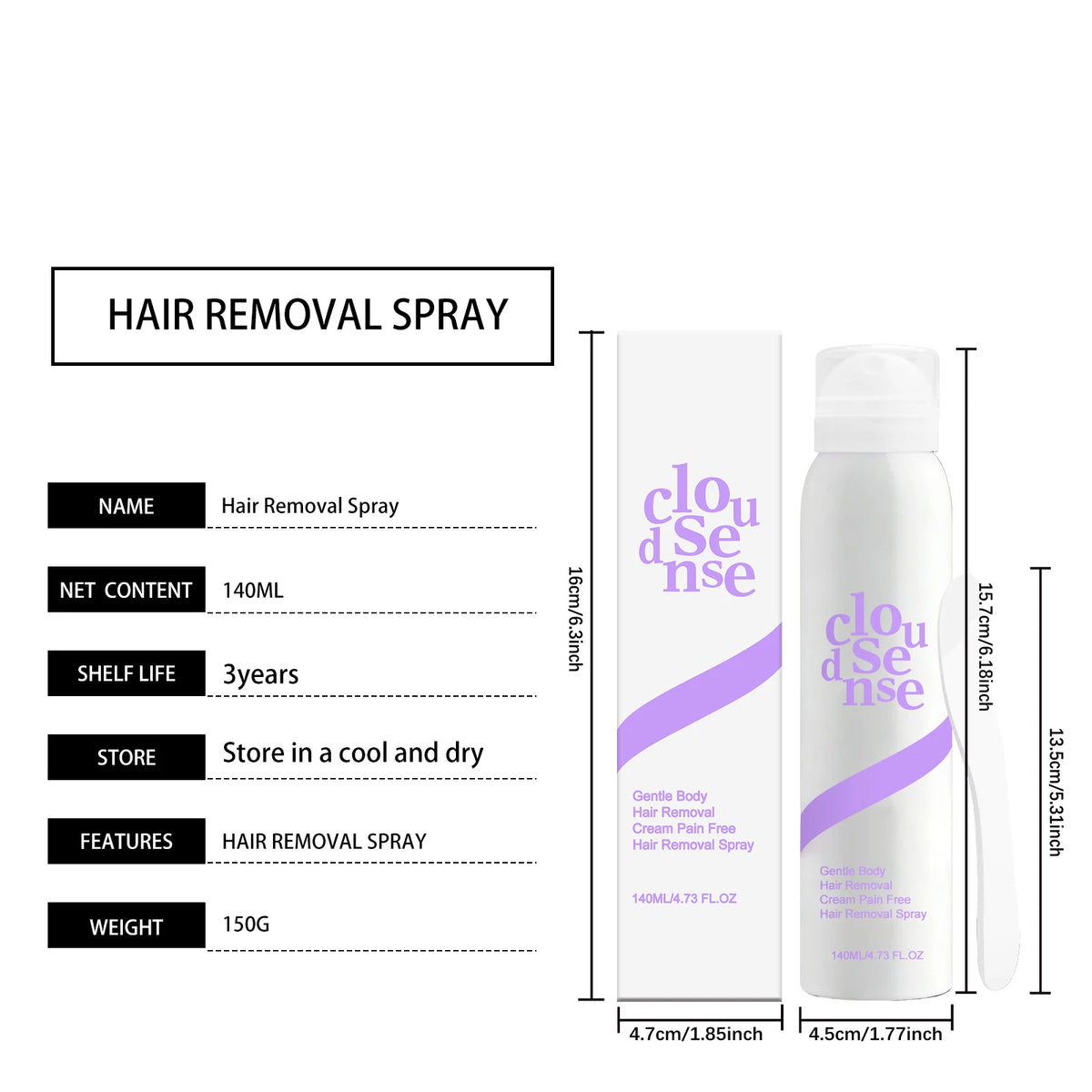 SilkEase can dimensions: 140 ml